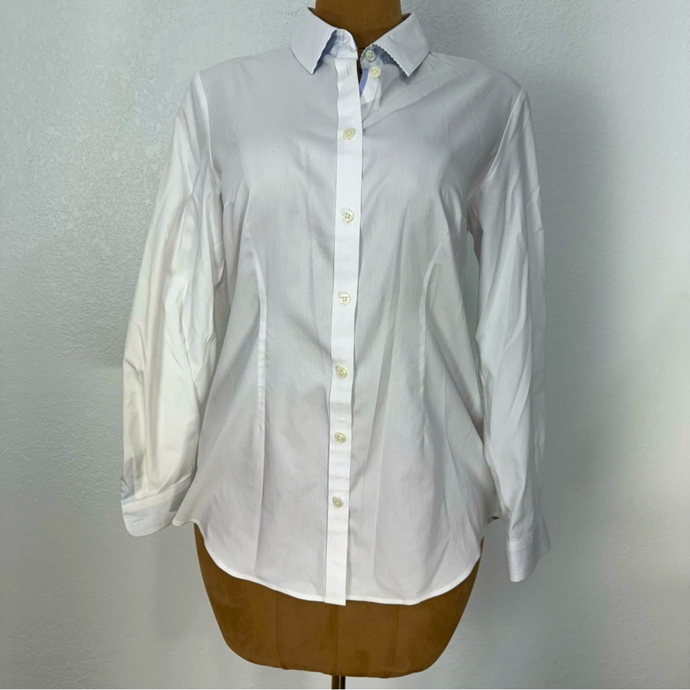 Coldwater Creek Basic White No Iron Blouse Shirt Womens Size L, 14 Formal Tops